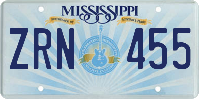 MS license plate ZRN455