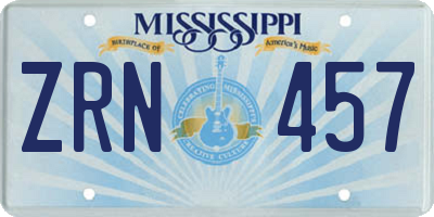 MS license plate ZRN457
