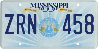 MS license plate ZRN458