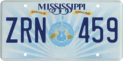 MS license plate ZRN459