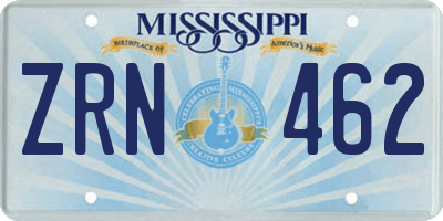 MS license plate ZRN462