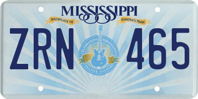 MS license plate ZRN465