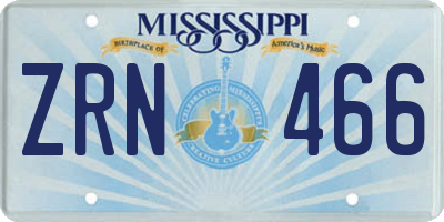 MS license plate ZRN466
