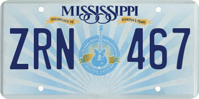 MS license plate ZRN467
