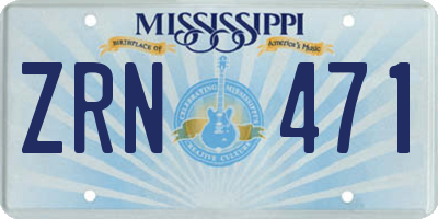 MS license plate ZRN471