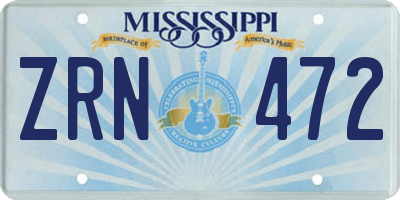 MS license plate ZRN472