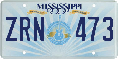 MS license plate ZRN473