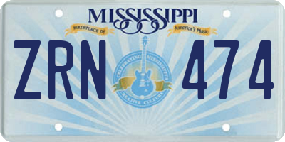 MS license plate ZRN474