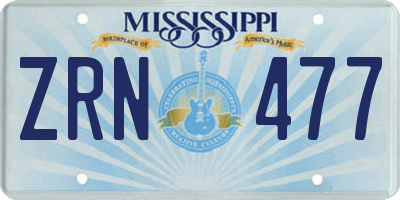 MS license plate ZRN477