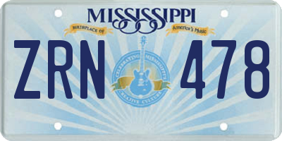 MS license plate ZRN478