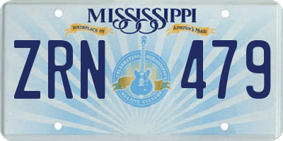 MS license plate ZRN479