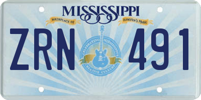 MS license plate ZRN491