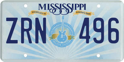 MS license plate ZRN496