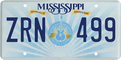 MS license plate ZRN499