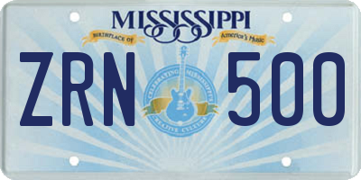 MS license plate ZRN500