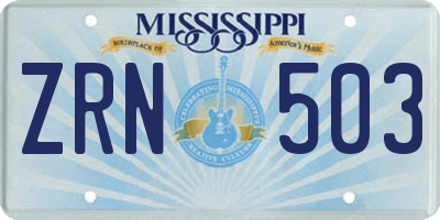 MS license plate ZRN503