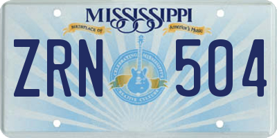 MS license plate ZRN504