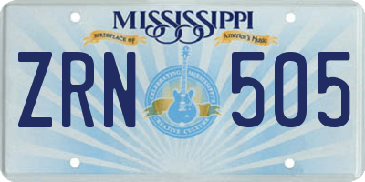 MS license plate ZRN505