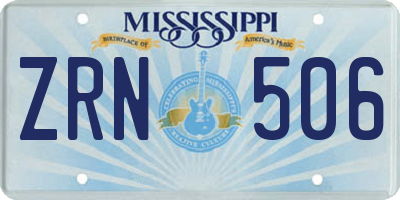 MS license plate ZRN506