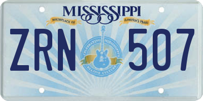 MS license plate ZRN507