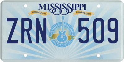 MS license plate ZRN509
