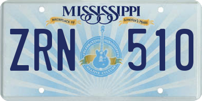 MS license plate ZRN510