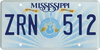 MS license plate ZRN512
