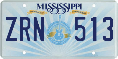 MS license plate ZRN513
