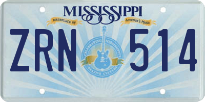 MS license plate ZRN514