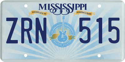 MS license plate ZRN515