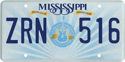 MS license plate ZRN516