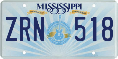 MS license plate ZRN518