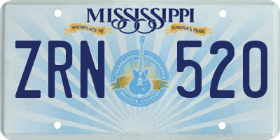 MS license plate ZRN520