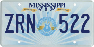 MS license plate ZRN522