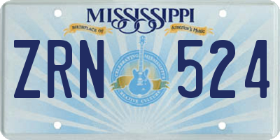 MS license plate ZRN524