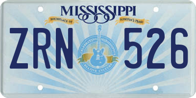 MS license plate ZRN526