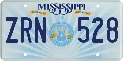 MS license plate ZRN528