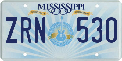 MS license plate ZRN530