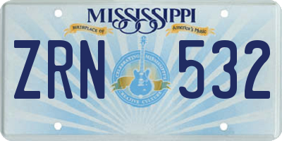 MS license plate ZRN532