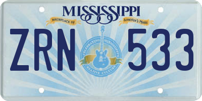 MS license plate ZRN533