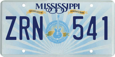 MS license plate ZRN541