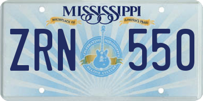 MS license plate ZRN550