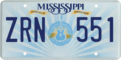 MS license plate ZRN551