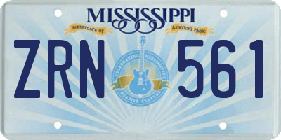 MS license plate ZRN561