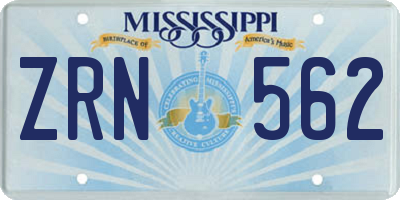 MS license plate ZRN562