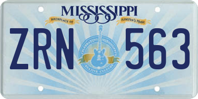 MS license plate ZRN563