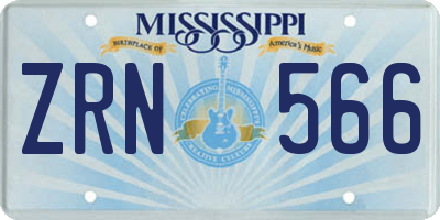 MS license plate ZRN566