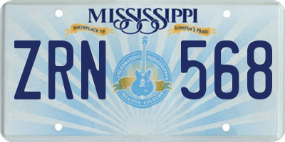 MS license plate ZRN568