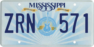 MS license plate ZRN571