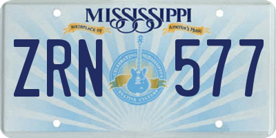MS license plate ZRN577